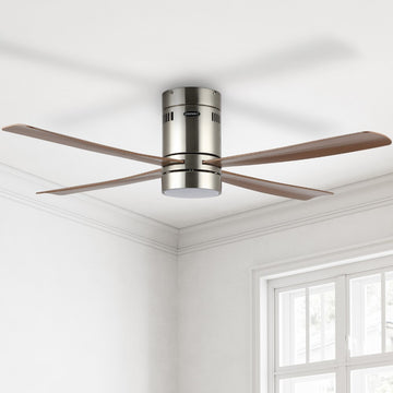 Theo 52" Contemporary Minimalist Iron/Acrylic Mobile-App/Remote-Controlled 6-Speed Integrated LED Ceiling Fan - JONATHAN Y
